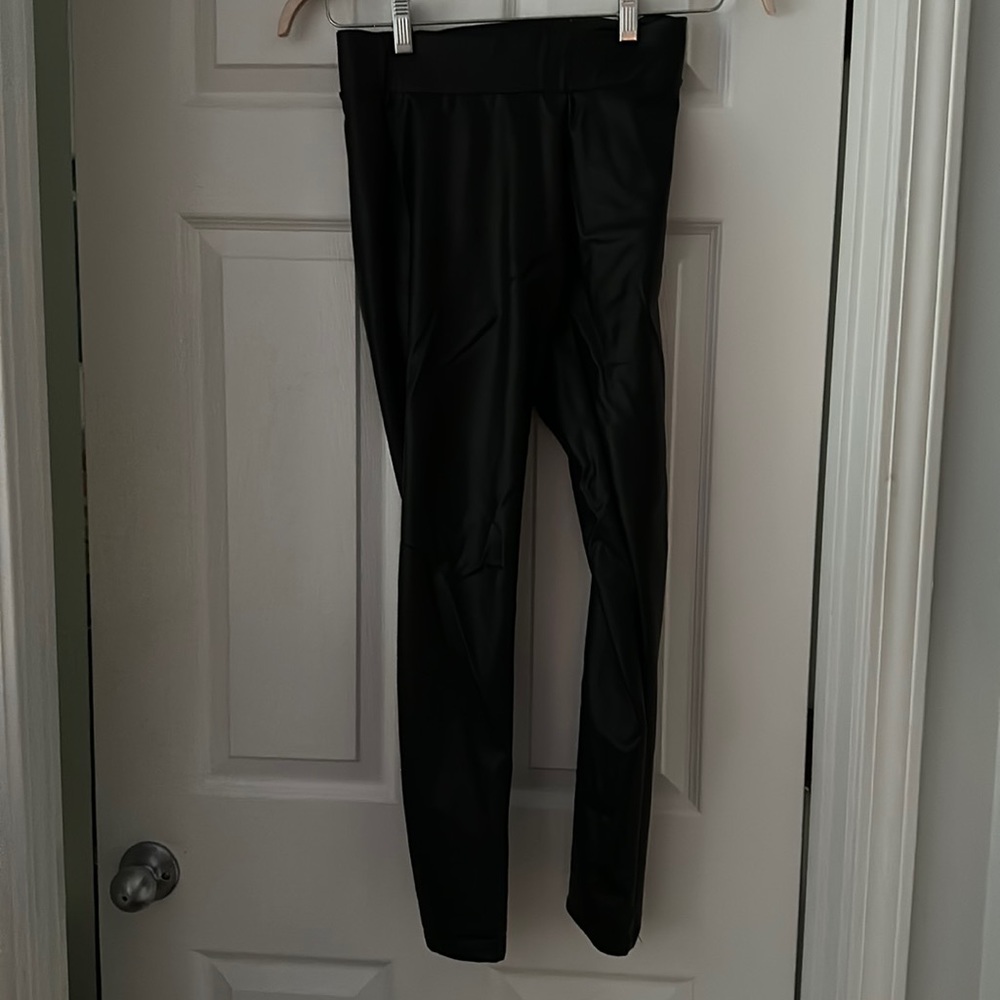 Polyester and spandex, Amazon leather pants worn once great shape look real